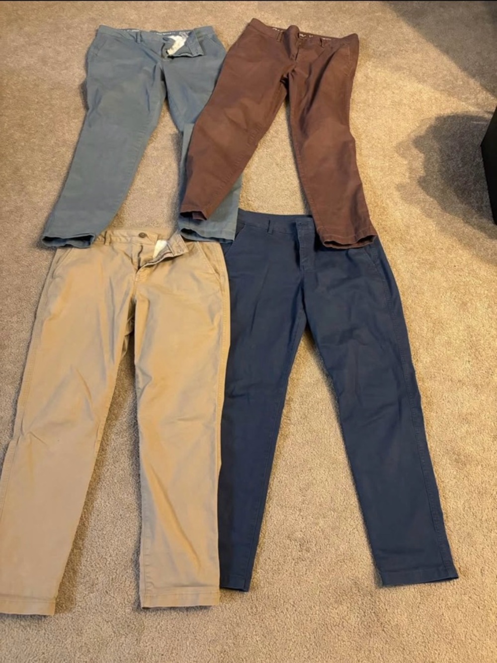 Eddie Bauer Chino Pants in Navy, Khaki, Brown, and Slate Blue